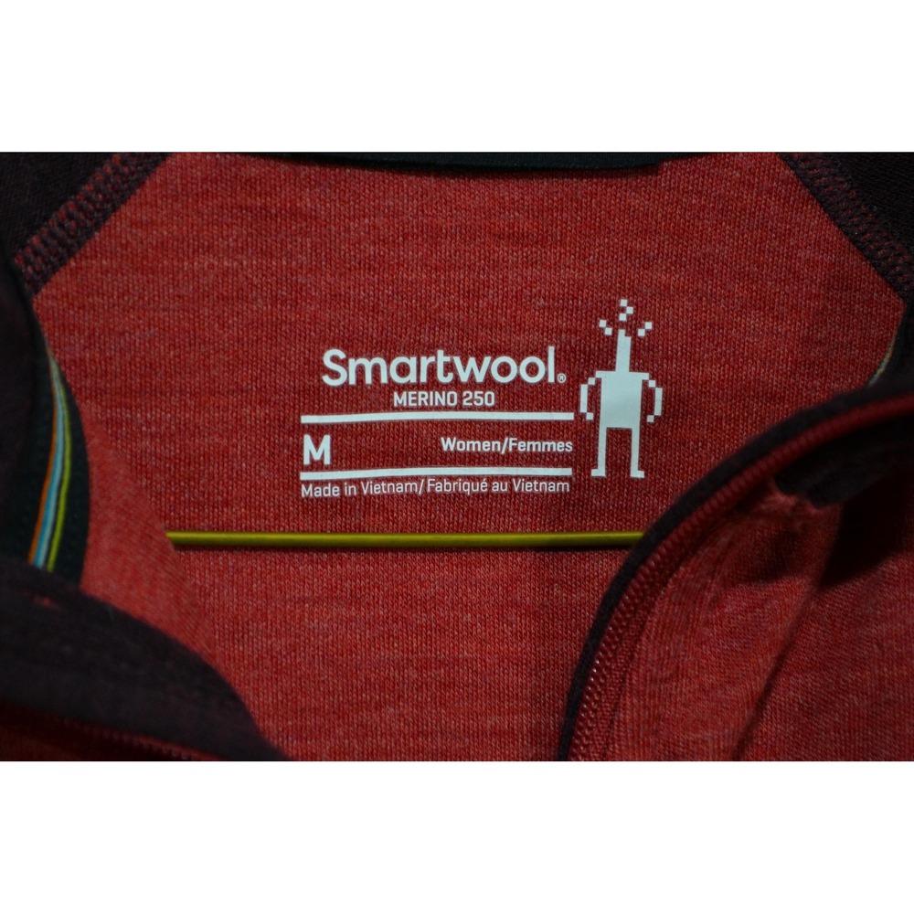 Smartwool Merino 250 Hoodie Womens M Red Purple 1/2 Zip Wool Thermal Layer Top - Picture 7 of 16